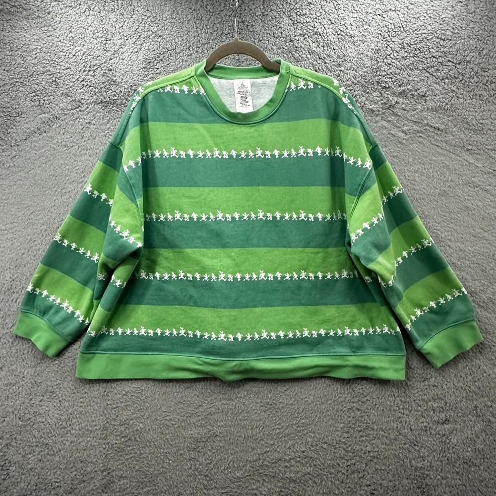 Disney Spirit Jersey Disneyland Resort Women's 1X Green Striped Pullover Fun